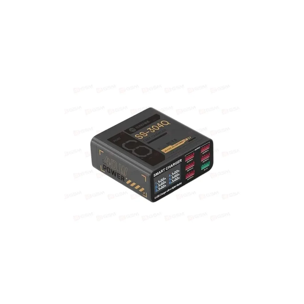 SUNSHINE SS-304Q 6 USB portlu ağıllı şarj cihazı — boz — şəkil 3